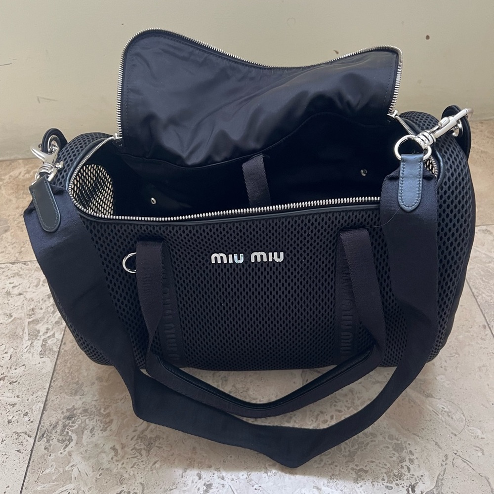Black Miu Miu Mesh Pet Carrier Bag